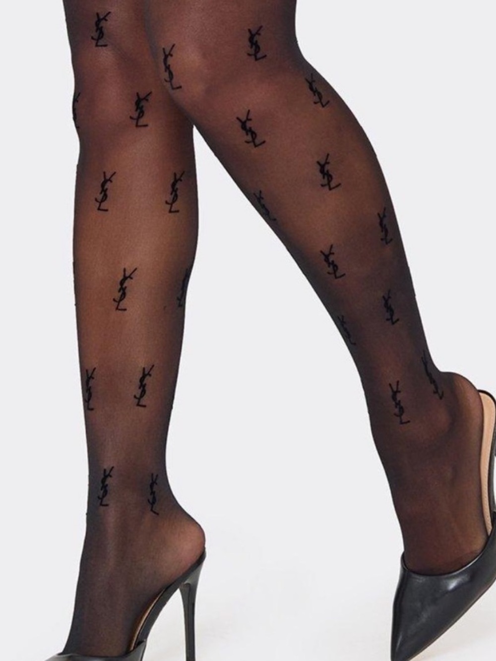 Sheer YSL Logo Pattern Tights